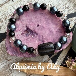 Alquimia Black and Silver Beaded Bracelet with Hematite